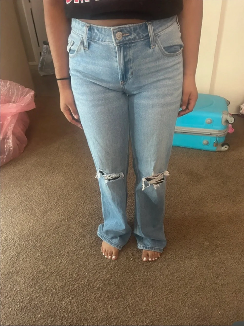 Hollister Women's Light Blue High-Rise Denim Jeans